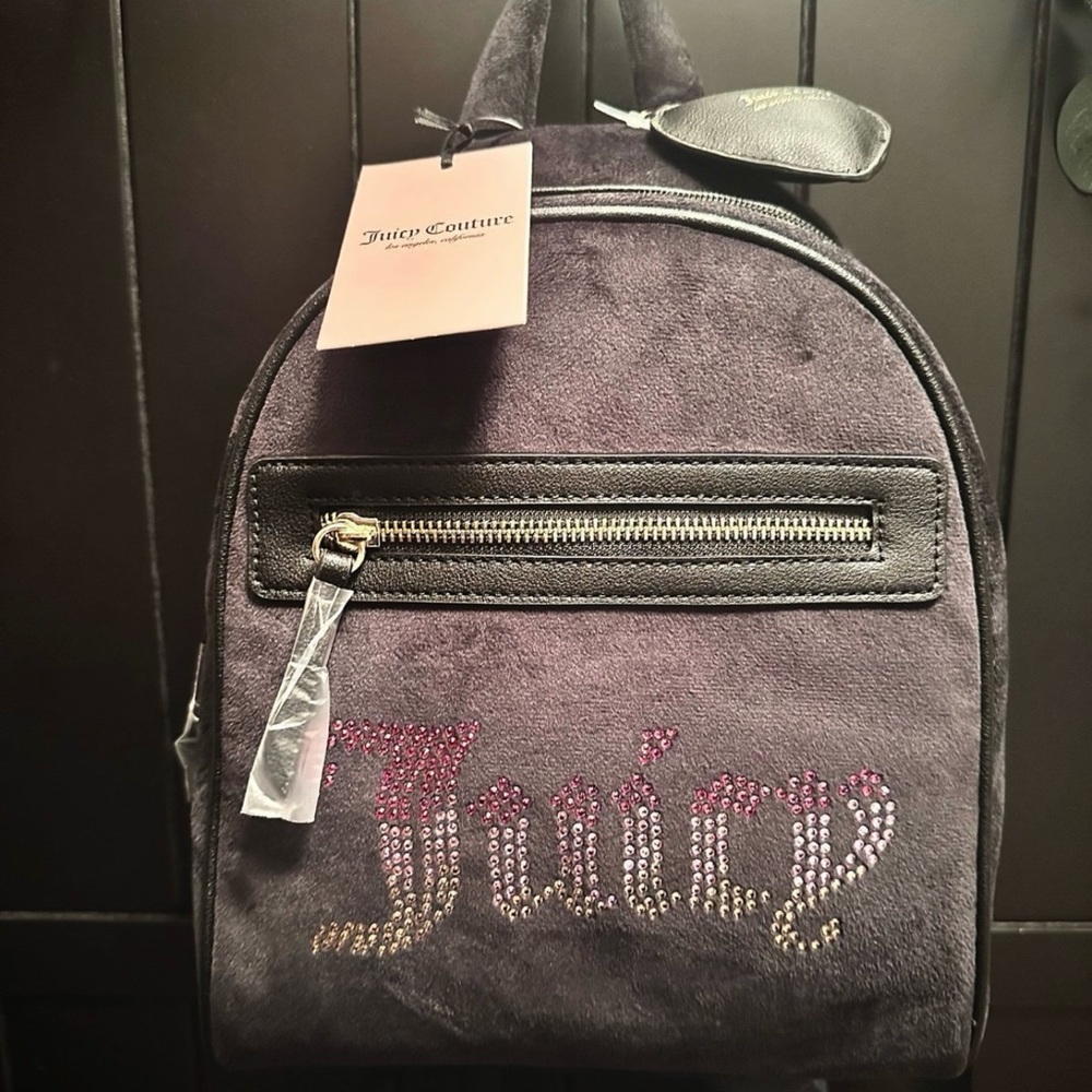 Juicy Couture Black Rhinestone Embellished Backpack